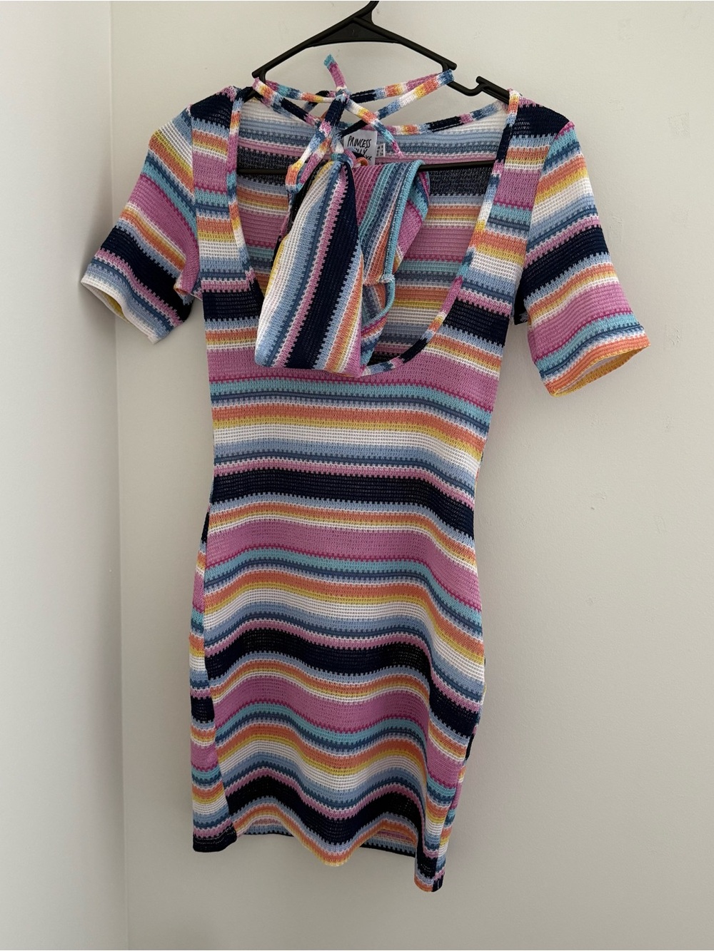 Princess Polly Multicolor Striped Knit Mini Dress - Pink/Blue/Navy Never Worn